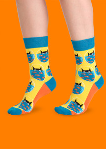 Цветные носки JNRB: Носки Кот и рыбки