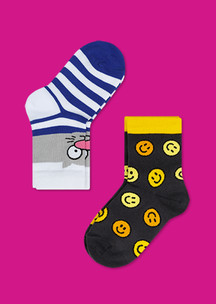 Цветные носки для всей семьи Кот Матроскин JNRB: Носки детские (2 пары) Кот и смайлик