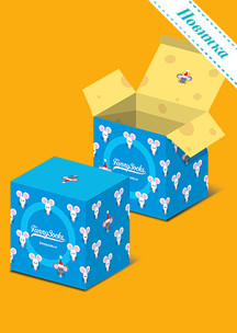 Подарочная упаковка Funny Socks: Коробка C Новым сыром! для 4 пар