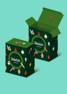 Зеленые Funny Socks: Коробка Что растёт на ёлке для 2 пар