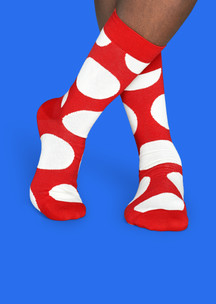Двухцветные Happy Socks: Носки Мухоморные