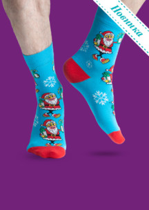 Цветные носки JNRB: Носки Дед Мороз - синий нос