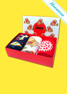 Цветные носки JNRB: Набор Новогодняя капибара